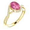 14K Gold Oval Cut w/ Diamond Ring Setting - Classic Bypass Style Ring Mounting