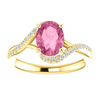 14K Gold Oval Cut w/ Diamond Ring Setting - Classic Bypass Style Ring Mounting