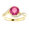 14K Gold Round Cut w/ Diamond Ring Setting - Classic Bypass Style Ring Mounting