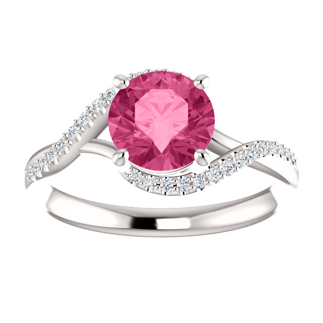 14K Gold Round Cut w/ Diamond Ring Setting - Classic Bypass Style Ring Mounting