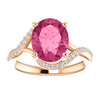14K Gold Oval Cut w/ Diamond Ring Setting - Classic Bypass Style Ring Mounting
