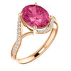 14K Gold Oval Cut w/ Diamond Ring Setting - Classic Bypass Style Ring Mounting