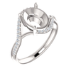 14K Gold Oval Cut w/ Diamond Ring Setting - Classic Bypass Style Ring Mounting
