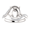 14K Gold Oval Cut w/ Diamond Ring Setting - Classic Bypass Style Ring Mounting