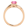 14K Gold Round Cut w/ Diamond Ring Setting - Classic Bypass Style Ring Mounting