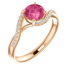 14K Gold Round Cut w/ Diamond Ring Setting - Classic Bypass Style Ring Mounting