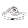 14K Gold Round Cut w/ Diamond Ring Setting - Classic Bypass Style Ring Mounting