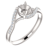 14K Gold Round Cut w/ Diamond Ring Setting - Classic Bypass Style Ring Mounting