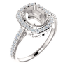 14K Gold Oval Cut w/ Diamond Ring Setting - Cushion Halo Style Ring Mounting