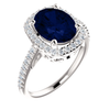 14K Gold Oval Cut w/ Diamond Ring Setting - Cushion Halo Style Ring Mounting