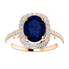 14K Gold Oval Cut w/ Diamond Ring Setting - Cushion Halo Style Ring Mounting