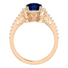 14K Gold Oval Cut w/ Diamond Ring Setting - Cushion Halo Style Ring Mounting