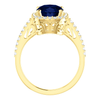 14K Gold Oval Cut w/ Diamond Ring Setting - Cushion Halo Style Ring Mounting