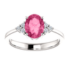 14K Gold Oval Cut w/ Diamond Ring Setting - Side Cluster Style Ring Mounting