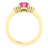 14K Gold Oval Cut w/ Diamond Ring Setting - Side Cluster Style Ring Mounting