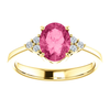 14K Gold Oval Cut w/ Diamond Ring Setting - Side Cluster Style Ring Mounting