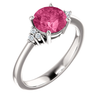 14K Gold Round Cut w/ Diamond Ring Setting - Side Cluster Style Ring Mounting