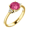 14K Gold Round Cut w/ Diamond Ring Setting - Side Cluster Style Ring Mounting