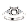 14K Gold Round Cut w/ Diamond Ring Setting - Side Cluster Style Ring Mounting