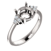 14K Gold Round Cut w/ Diamond Ring Setting - Side Cluster Style Ring Mounting