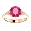 14K Gold Round Cut w/ Diamond Ring Setting - Side Cluster Style Ring Mounting