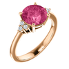 14K Gold Round Cut w/ Diamond Ring Setting - Side Cluster Style Ring Mounting