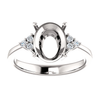 14K Gold Oval Cut w/ Diamond Ring Setting - Side Cluster Style Ring Mounting