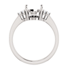 14K Gold Oval Cut w/ Diamond Ring Setting - Side Cluster Style Ring Mounting