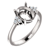 14K Gold Oval Cut w/ Diamond Ring Setting - Side Cluster Style Ring Mounting