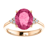 14K Gold Oval Cut w/ Diamond Ring Setting - Side Cluster Style Ring Mounting