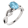14K Gold Oval Cut Solitaire Ring Setting - Ribbon Style Ring Mounting