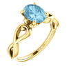 14K Gold Oval Cut Solitaire Ring Setting - Ribbon Style Ring Mounting