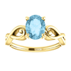 14K Gold Oval Cut Solitaire Ring Setting - Ribbon Style Ring Mounting