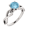 14K Gold Round Cut Solitaire Ring Setting - Ribbon Style Ring Mounting