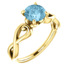 14K Gold Round Cut Solitaire Ring Setting - Ribbon Style Ring Mounting