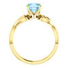 14K Gold Round Cut Solitaire Ring Setting - Ribbon Style Ring Mounting