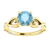 14K Gold Round Cut Solitaire Ring Setting - Ribbon Style Ring Mounting