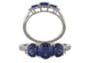 14K Gold Round Cut w/ Diamond Ring Setting - Graduated 3 Stone Style Ring Mounting