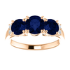 14K Gold Round Cut w/ Diamond Ring Setting - Graduated 3 Stone Style Ring Mounting