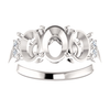 14K Gold Oval Cut w/ Diamond Ring Setting - Graduated 3 Stone Style Ring Mounting