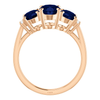 14K Gold Oval Cut w/ Diamond Ring Setting - Graduated 3 Stone Style Ring Mounting