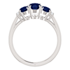 14K Gold Oval Cut w/ Diamond Ring Setting - Graduated 3 Stone Style Ring Mounting