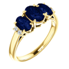 14K Gold Oval Cut w/ Diamond Ring Setting - Graduated 3 Stone Style Ring Mounting