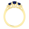 14K Gold Oval Cut w/ Diamond Ring Setting - Graduated 3 Stone Style Ring Mounting