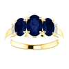 14K Gold Oval Cut w/ Diamond Ring Setting - Graduated 3 Stone Style Ring Mounting