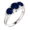 14K Gold Round Cut w/ Diamond Ring Setting - Graduated 3 Stone Style Ring Mounting