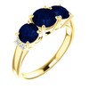 14K Gold Round Cut w/ Diamond Ring Setting - Graduated 3 Stone Style Ring Mounting