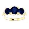 14K Gold Round Cut w/ Diamond Ring Setting - Graduated 3 Stone Style Ring Mounting