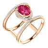14K Gold Oval Cut w/ Diamond Ring Setting - Neg Space Modern Style Ring Mounting