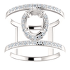14K Gold Oval Cut w/ Diamond Ring Setting - Neg Space Modern Style Ring Mounting